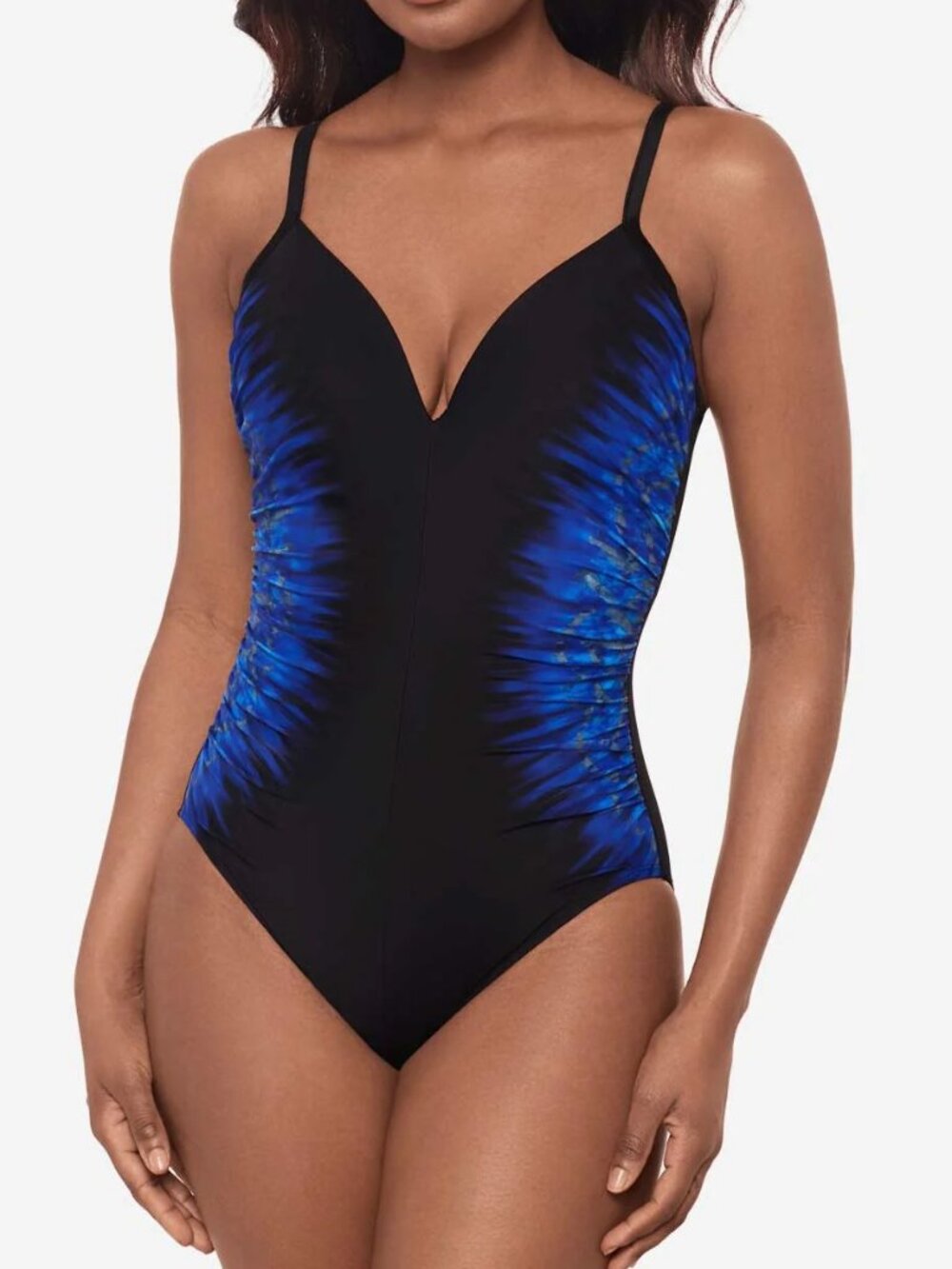 Miraclesuit Temptation One Piece Swimsuit in Paka Mayan Underwire 14 Black NWT